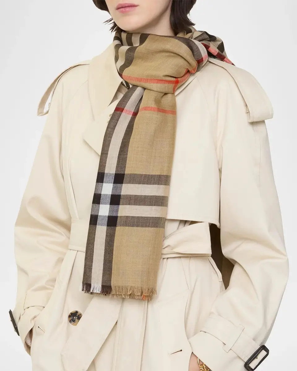 Burberry Reversible Check Wool-Silk Scarf | Thumbnail 3 Burberry Reversible Check Wool-Silk Scarf | Thumbnail 3