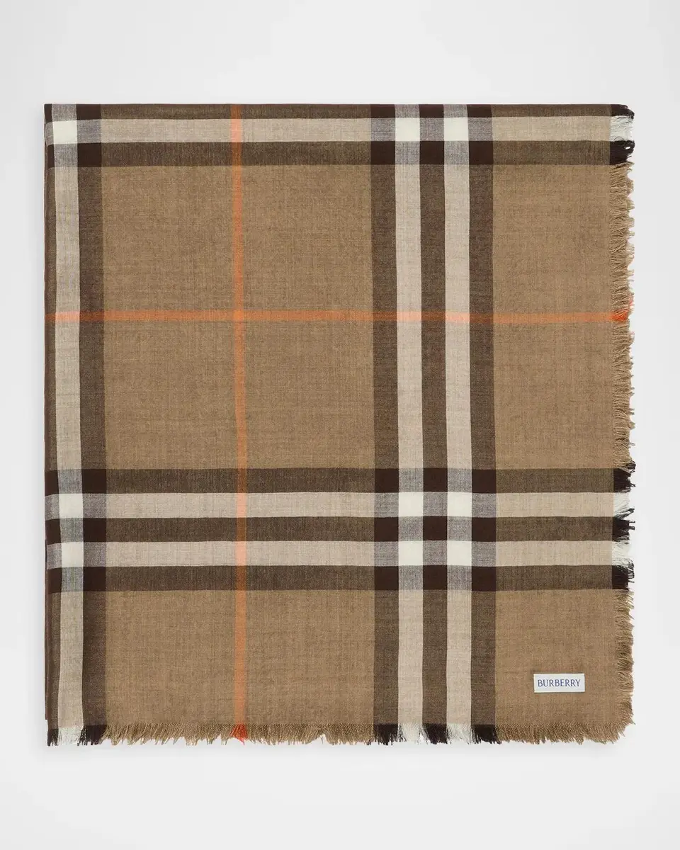 Burberry Reversible Check Wool-Silk Scarf | Thumbnail 8 Burberry Reversible Check Wool-Silk Scarf | Thumbnail 8
