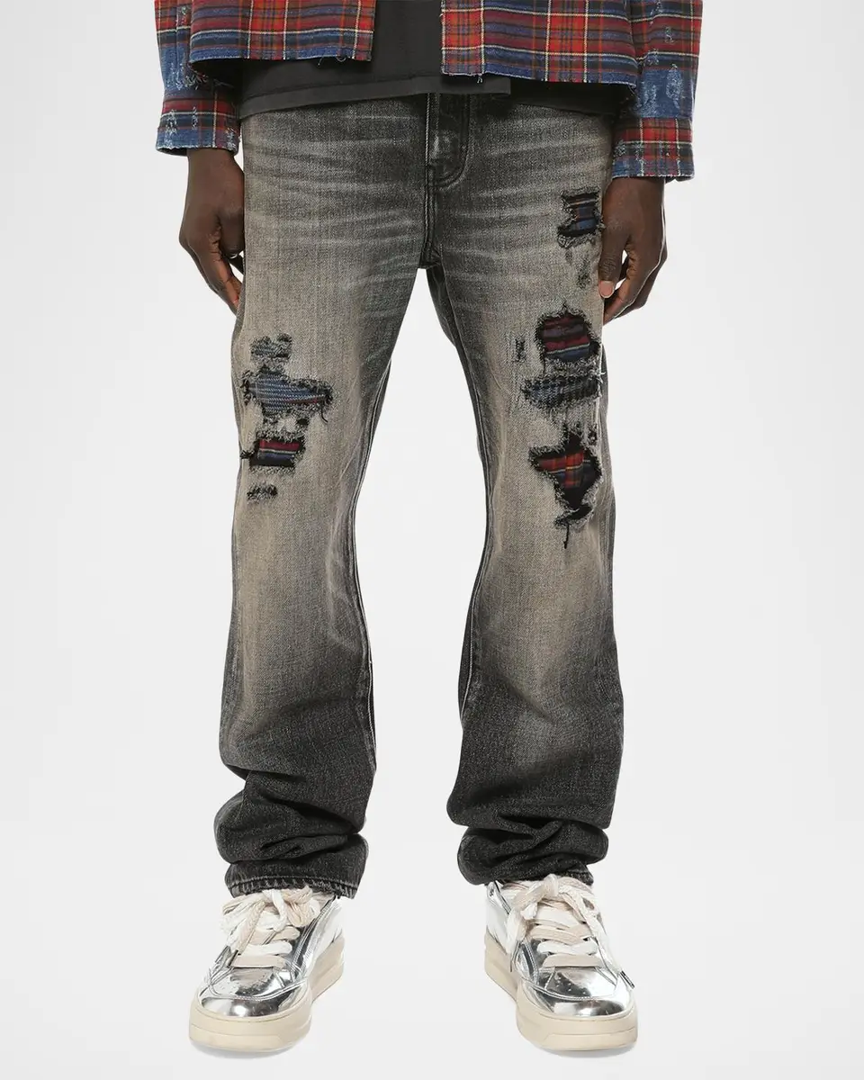 PURPLE Spliced Plaid Flannel Shirt | Thumbnail 3