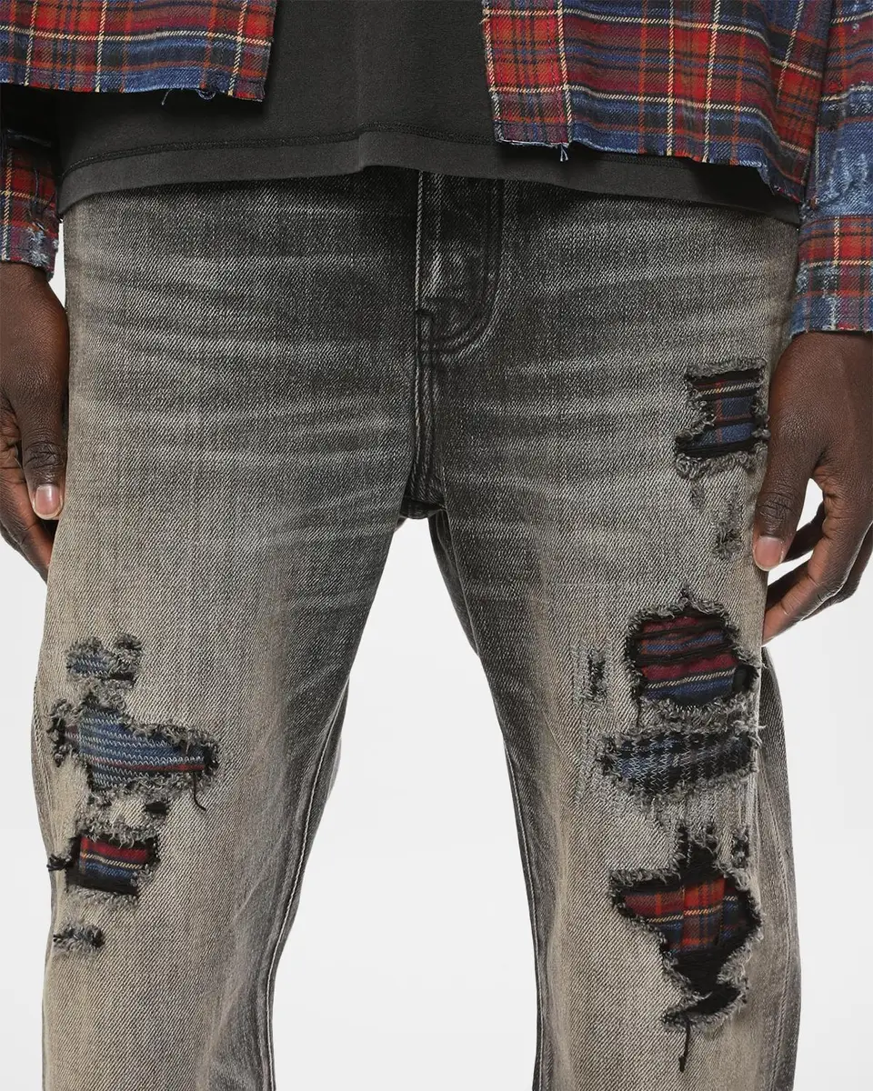 PURPLE Spliced Plaid Flannel Shirt | Thumbnail 4