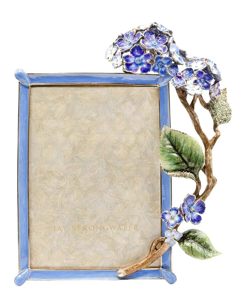 Jay Strongwater Gail Blue Hydrangea Frame, 5" x 7" | Image 1 Jay Strongwater Gail Blue Hydrangea Frame, 5" x 7" | Image 1