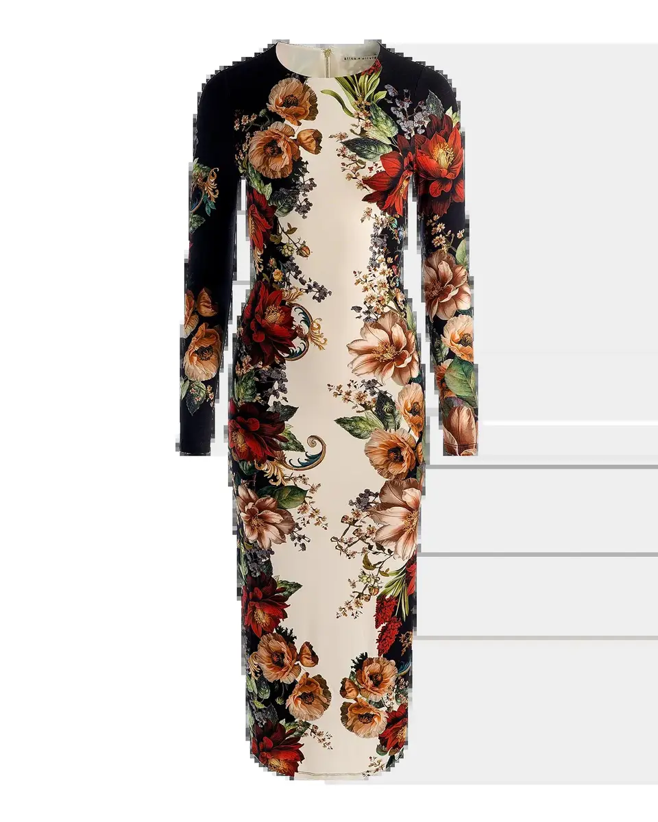 Alice + Olivia Delora Colorblocked Floral Sheath Midi Dress | Thumbnail 2