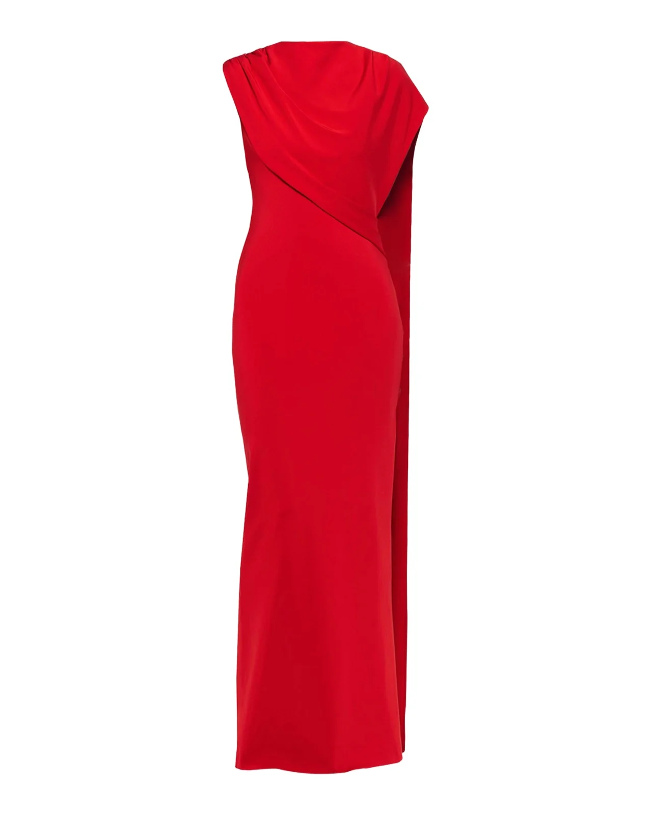 Asymmetric Draped Cape Jersey Gown