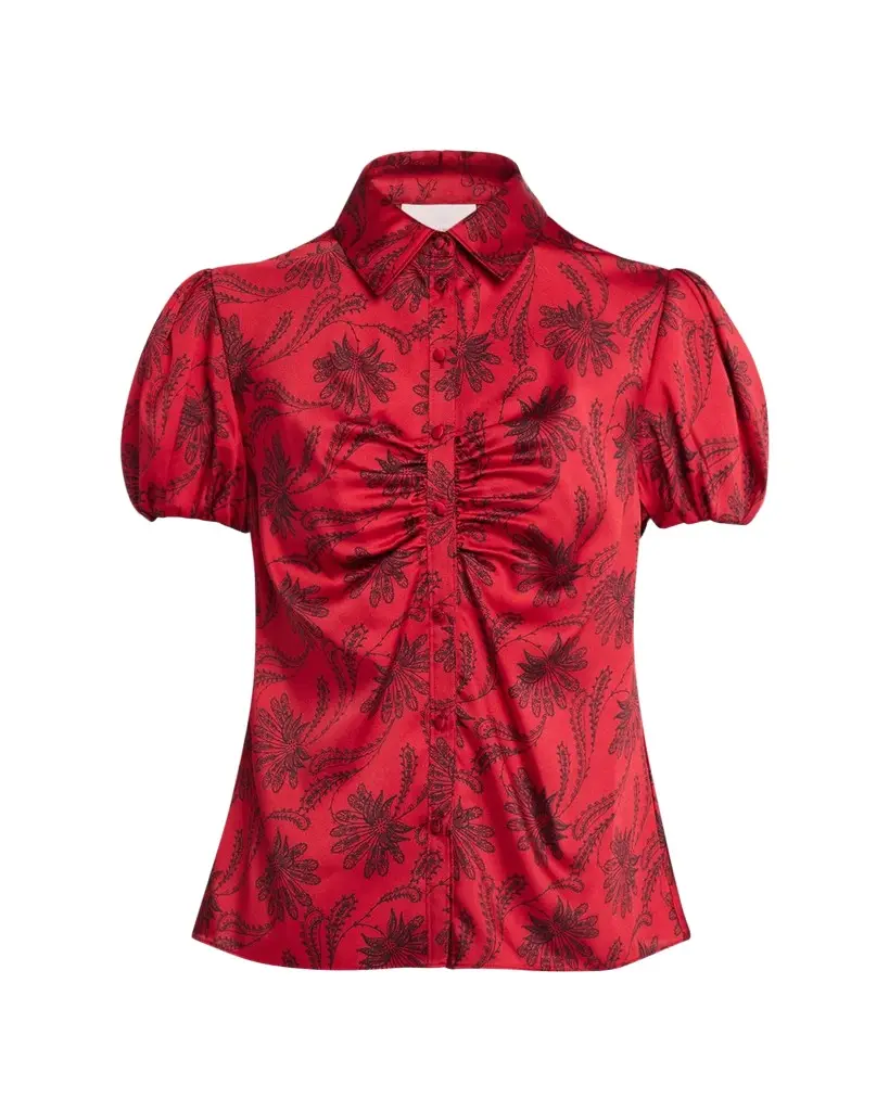 Cinq à Sept Sola Paisley Fan Puff-Sleeve Top | Image 1 Cinq à Sept Sola Paisley Fan Puff-Sleeve Top | Image 1