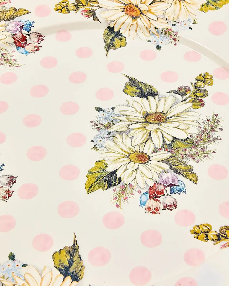 MacKenzie-Childs Wildflowers Pink Large Pedestal Platter | Thumbnail 2 MacKenzie-Childs Wildflowers Pink Large Pedestal Platter | Thumbnail 2