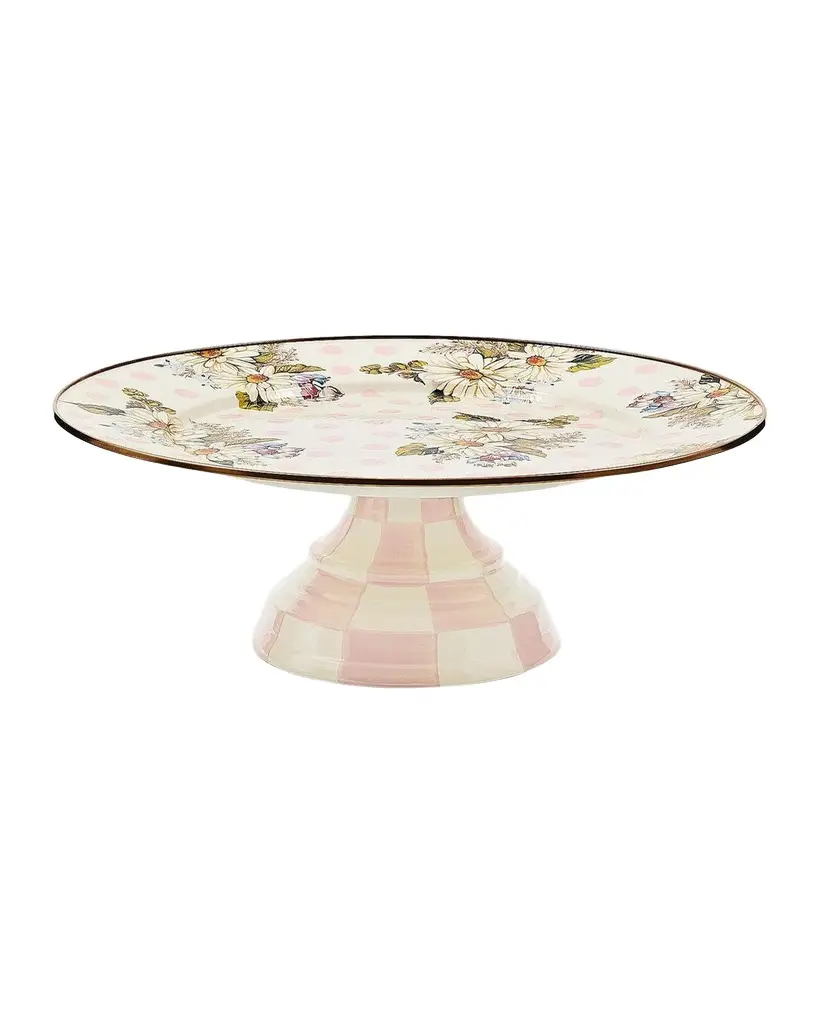 MacKenzie-Childs Wildflowers Pink Large Pedestal Platter