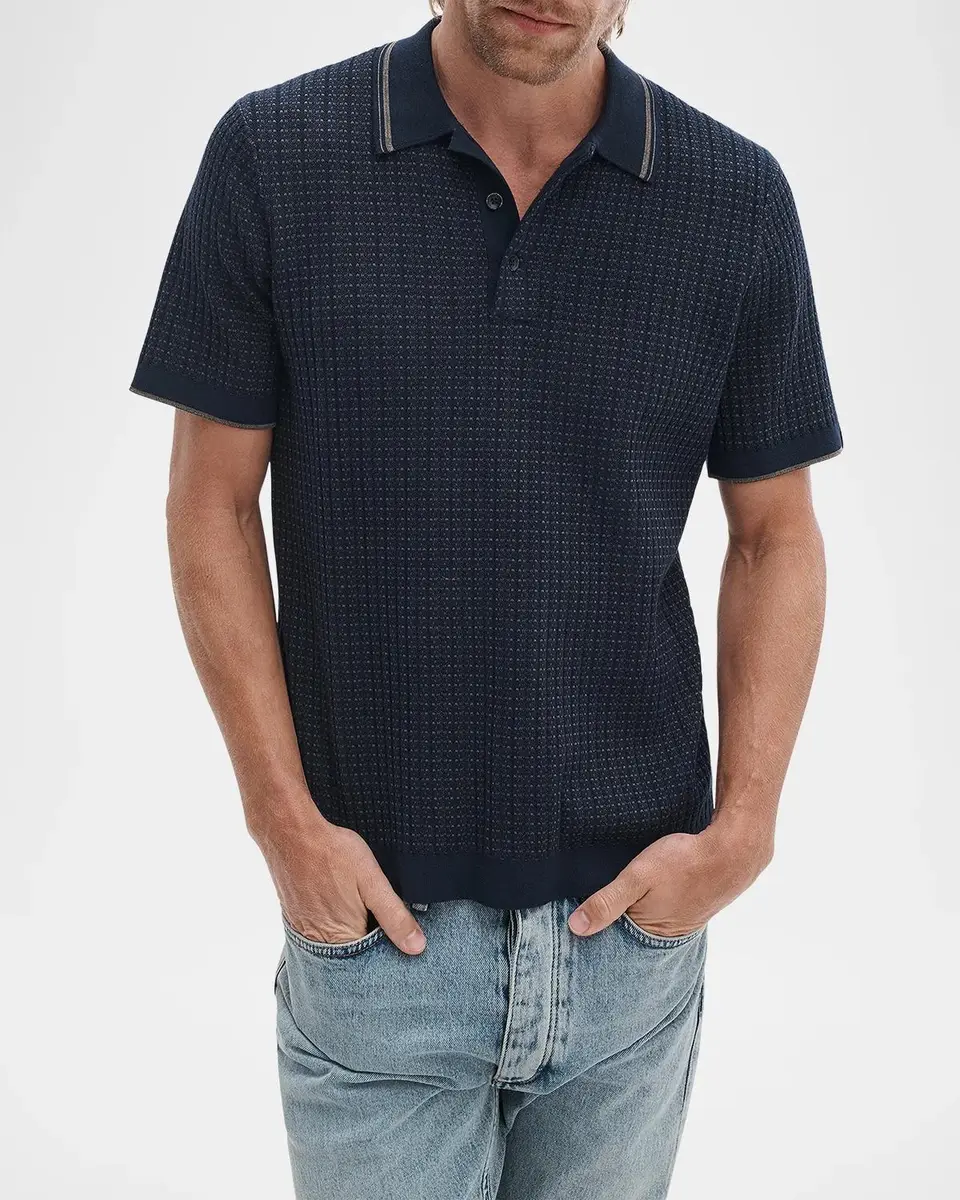 rag & bone Men's Harvey Rib-Knit Polo Shirt | Thumbnail 4 rag & bone Men's Harvey Rib-Knit Polo Shirt | Thumbnail 4