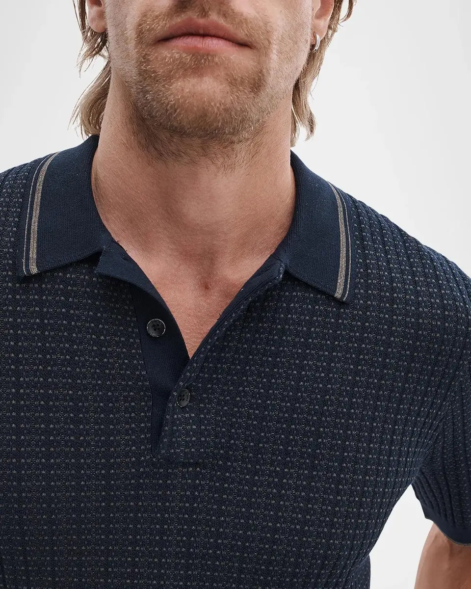 rag & bone Men's Harvey Rib-Knit Polo Shirt | Thumbnail 5 rag & bone Men's Harvey Rib-Knit Polo Shirt | Thumbnail 5