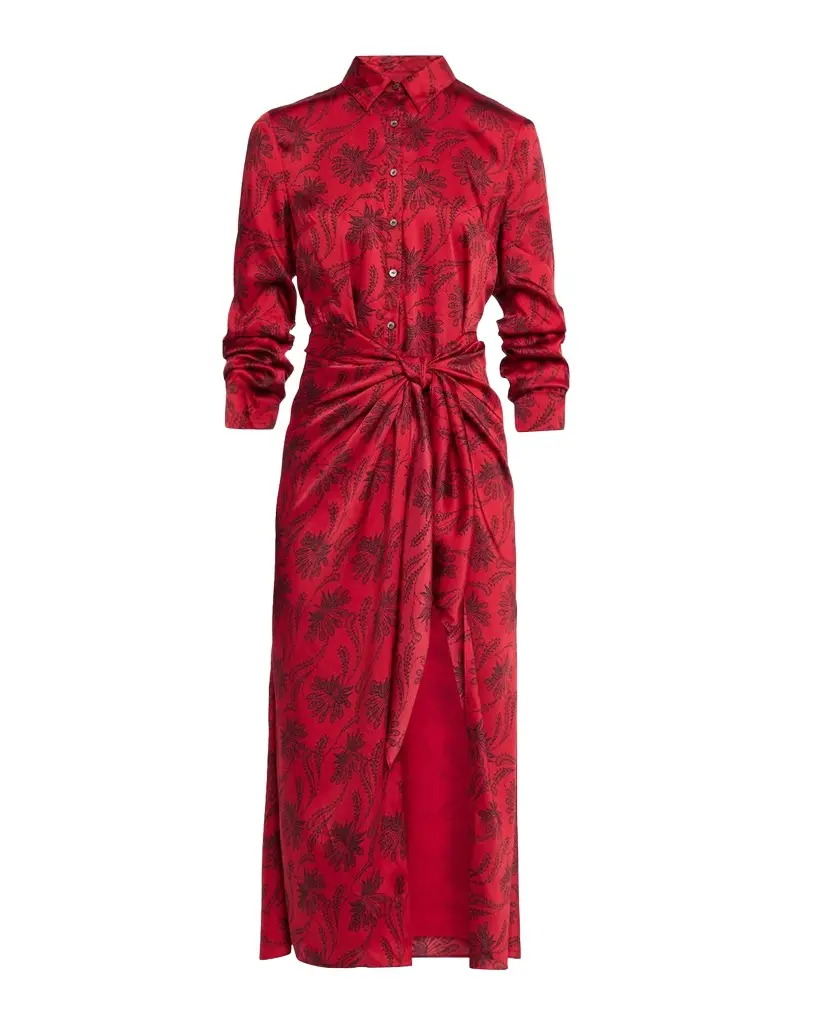 Cinq à Sept Jace Paisley Fan Print Tie-Waist Midi Shirtdress | Image 1 Cinq à Sept Jace Paisley Fan Print Tie-Waist Midi Shirtdress | Image 1
