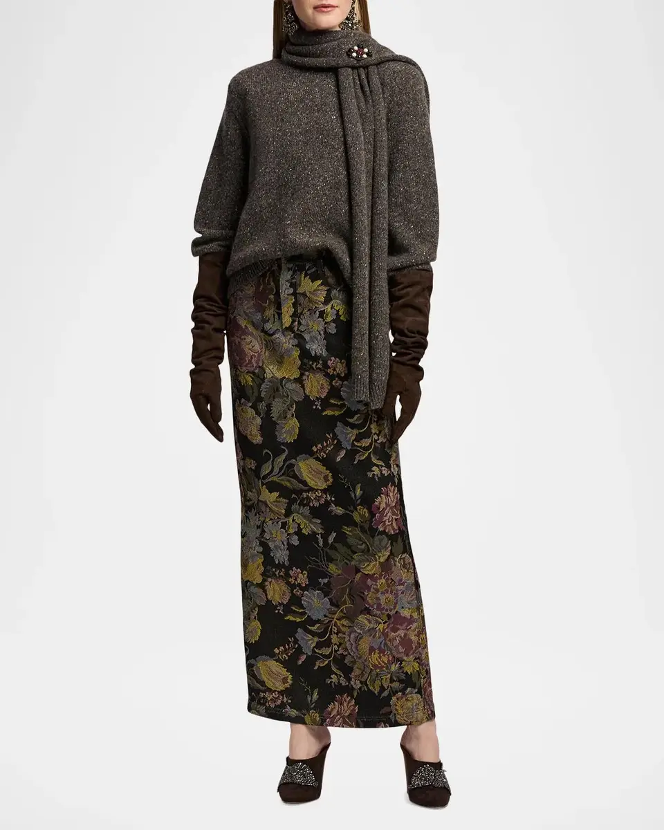Ralph Lauren Collection Fontaine Floral Jacquard Skirt | Thumbnail 2