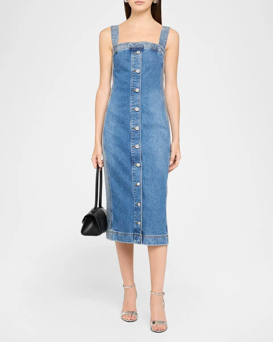 Ramy Brook Amanda Rhinestone-Trim Denim Midi Dress | Thumbnail 2 Ramy Brook Amanda Rhinestone-Trim Denim Midi Dress | Thumbnail 2