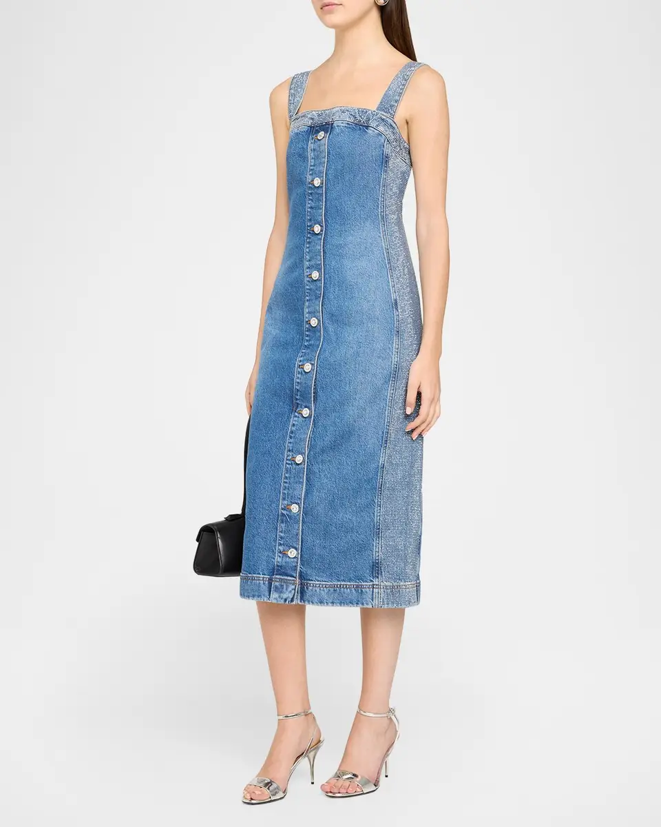 Ramy Brook Amanda Rhinestone-Trim Denim Midi Dress | Thumbnail 4 Ramy Brook Amanda Rhinestone-Trim Denim Midi Dress | Thumbnail 4
