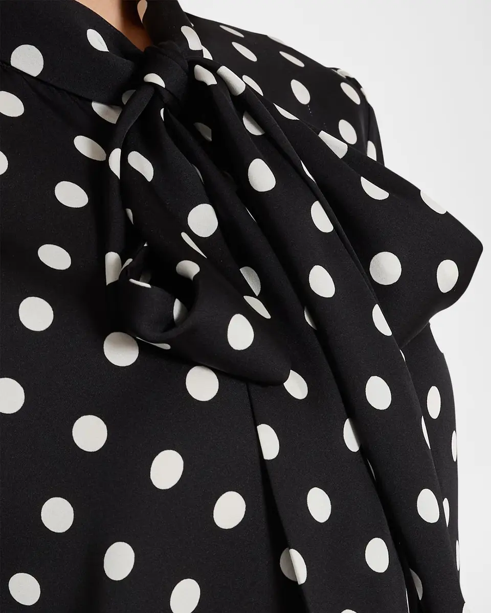 Milly Polka Dot Tie-Neck Blouse | Thumbnail 4 Milly Polka Dot Tie-Neck Blouse | Thumbnail 4