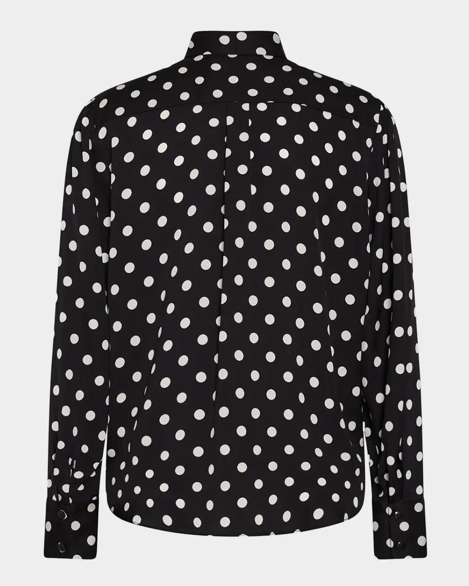 Milly Polka Dot Tie-Neck Blouse | Thumbnail 5 Milly Polka Dot Tie-Neck Blouse | Thumbnail 5