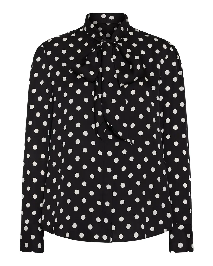 Milly Polka Dot Tie-Neck Blouse | Image 1 Milly Polka Dot Tie-Neck Blouse | Image 1