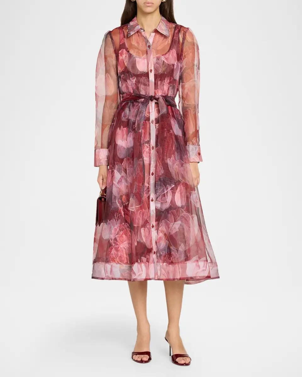 Milly Suzie Floral Semi-Sheer Midi Shirtdress | Thumbnail 2 Milly Suzie Floral Semi-Sheer Midi Shirtdress | Thumbnail 2