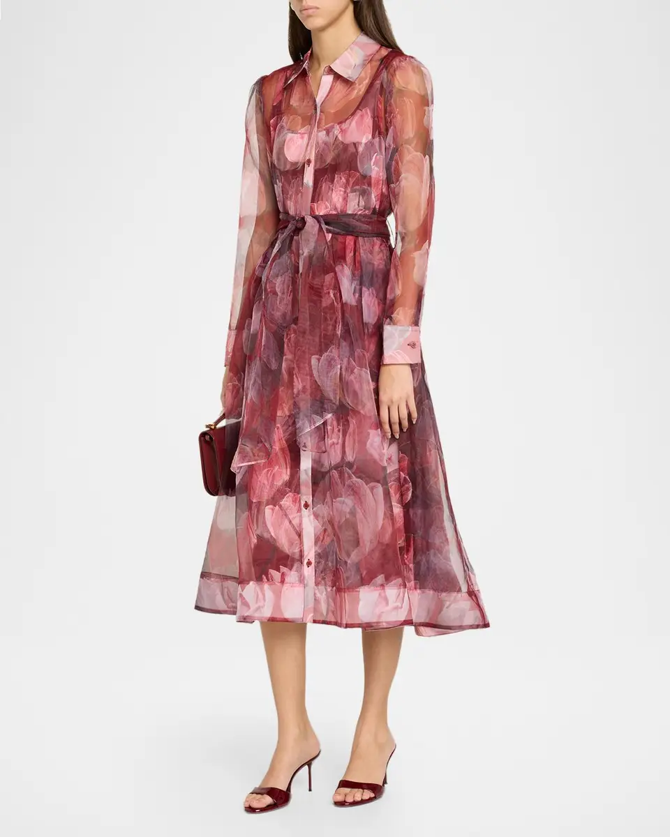 Milly Suzie Floral Semi-Sheer Midi Shirtdress | Thumbnail 4 Milly Suzie Floral Semi-Sheer Midi Shirtdress | Thumbnail 4