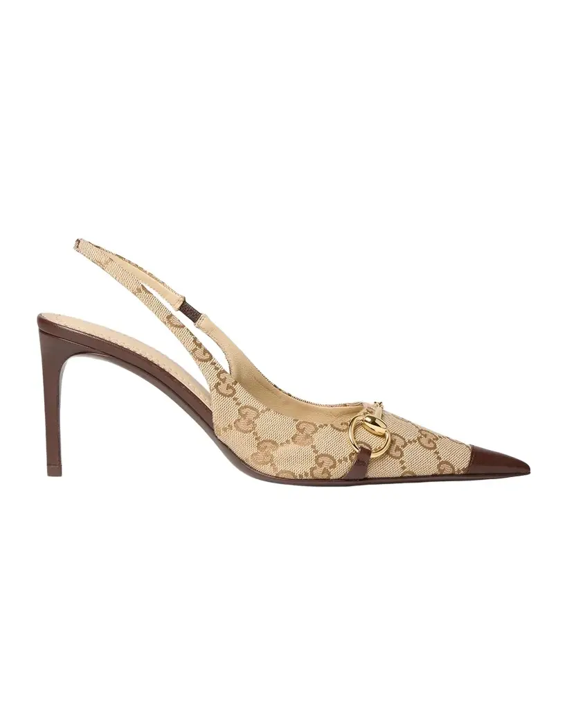 Gucci Donna 80MM GG Canvas Slingback Pumps | Image 1 Gucci Donna 80MM GG Canvas Slingback Pumps | Image 1