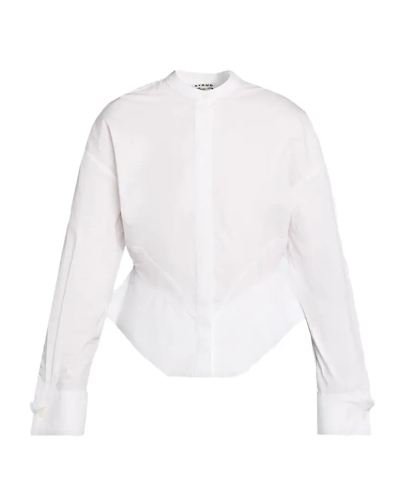 Staud Rhys Stretch-Cotton Peplum Shirt