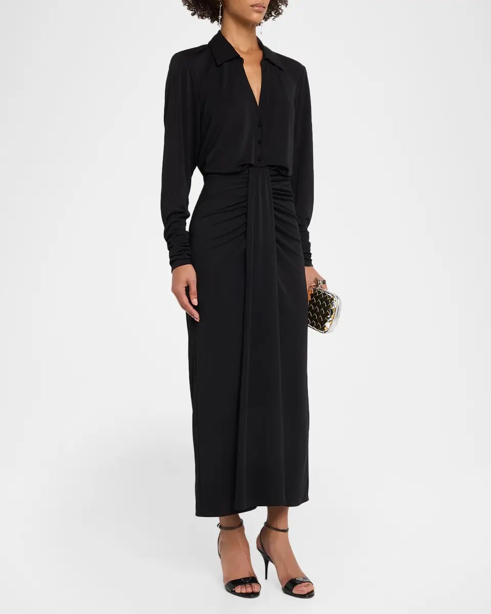 Cinq à Sept Seferina Draped Long-Sleeve Jersey Dress | Thumbnail 4