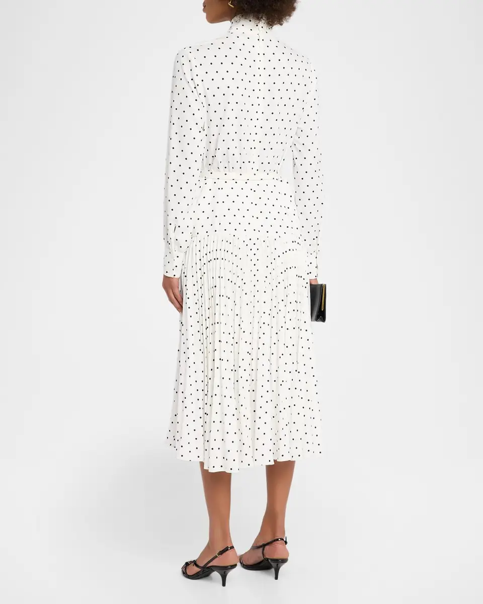 Milly Kennedy Pleated Polka Dot Midi Dress | Thumbnail 3 Milly Kennedy Pleated Polka Dot Midi Dress | Thumbnail 3