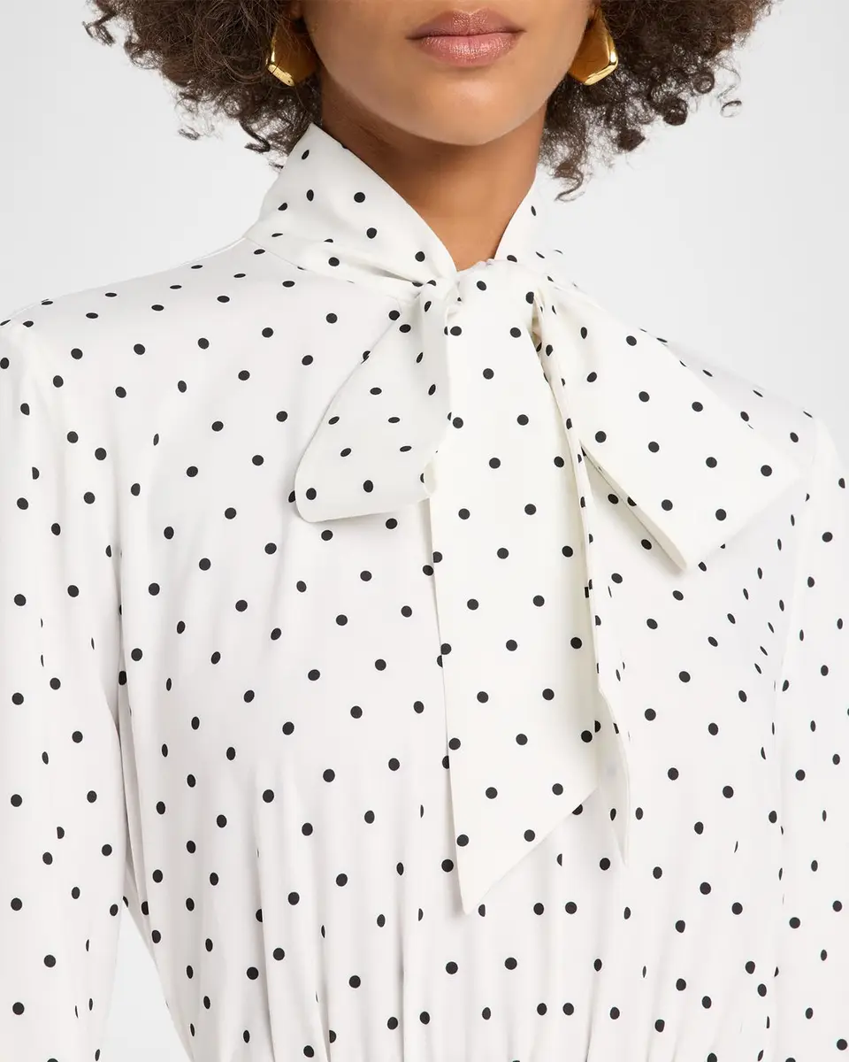 Milly Kennedy Pleated Polka Dot Midi Dress | Thumbnail 5 Milly Kennedy Pleated Polka Dot Midi Dress | Thumbnail 5