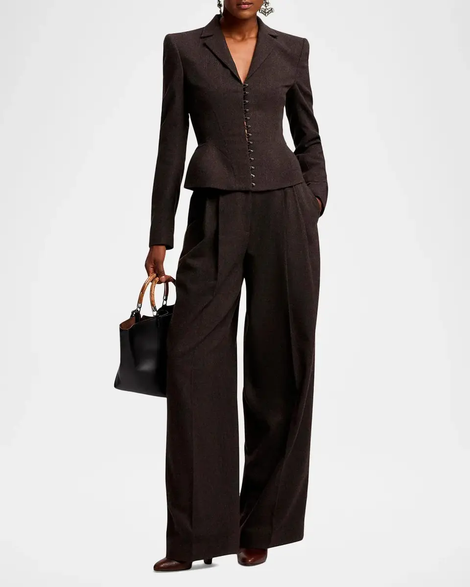 Ralph Lauren Collection Clarice Wool Herringbone Pants | Thumbnail 2