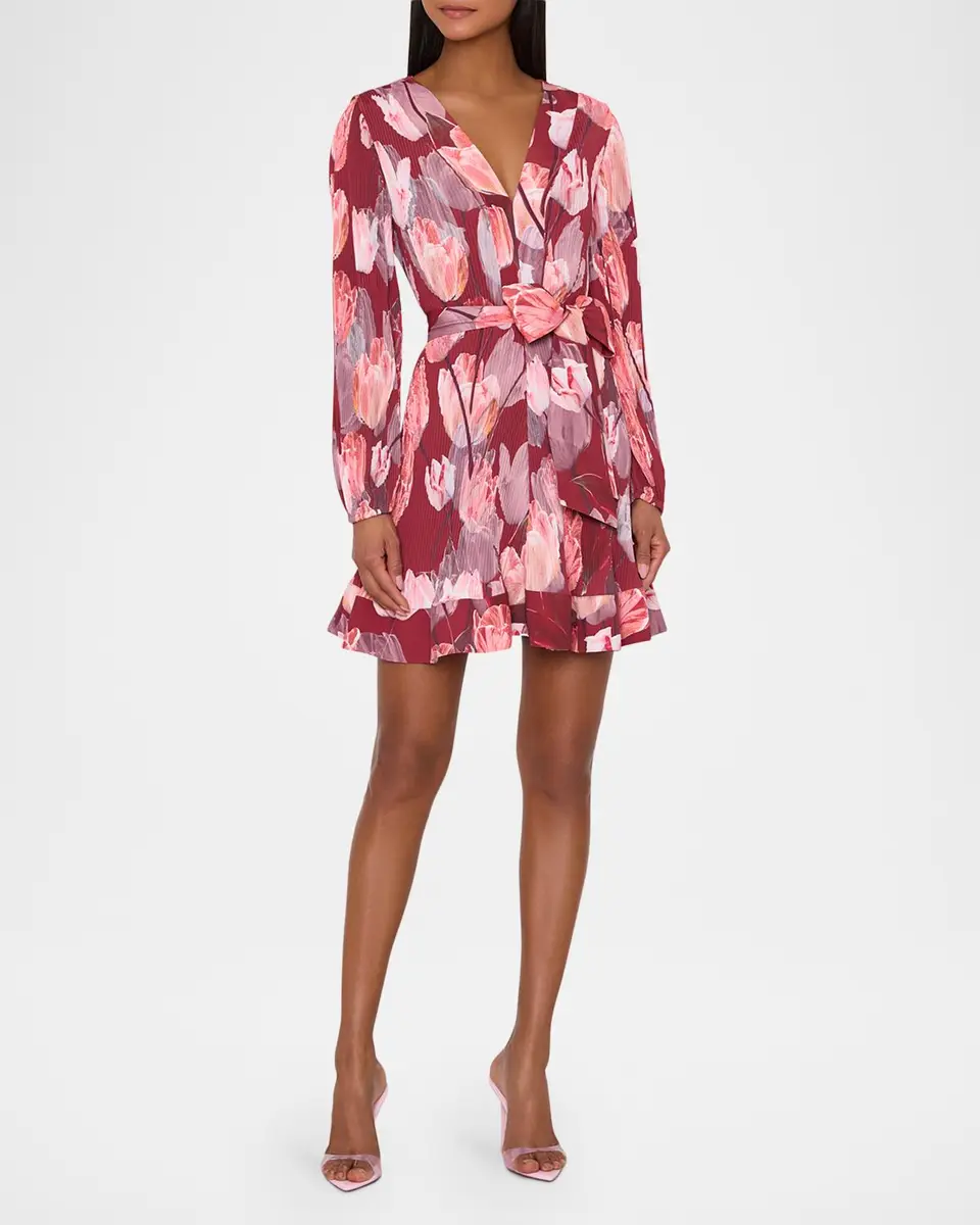 Milly Liv Pleated Floral-Print Mini Dress | Thumbnail 2 Milly Liv Pleated Floral-Print Mini Dress | Thumbnail 2