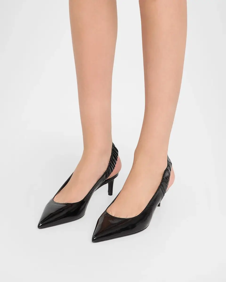 Stuart Weitzman 50mm Stuart Ruche Patent Leather Slingback Pumps | Thumbnail 2 Stuart Weitzman 50mm Stuart Ruche Patent Leather Slingback Pumps | Thumbnail 2