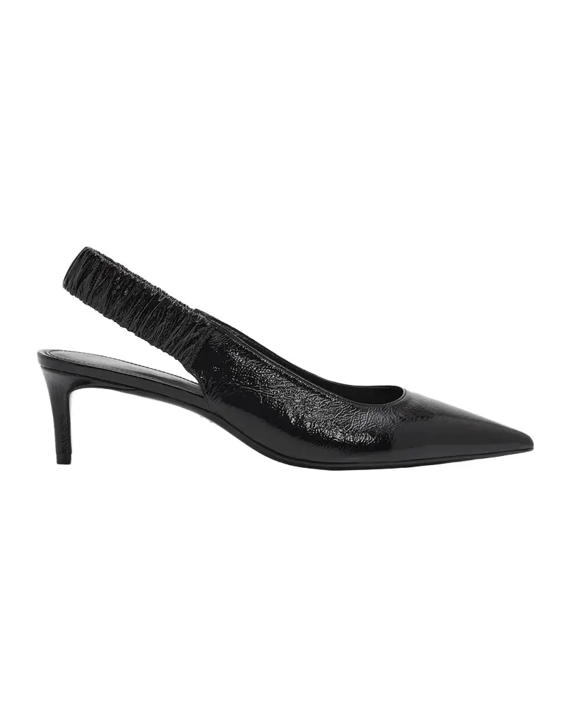 Stuart Weitzman 50mm Stuart Ruche Patent Leather Slingback Pumps