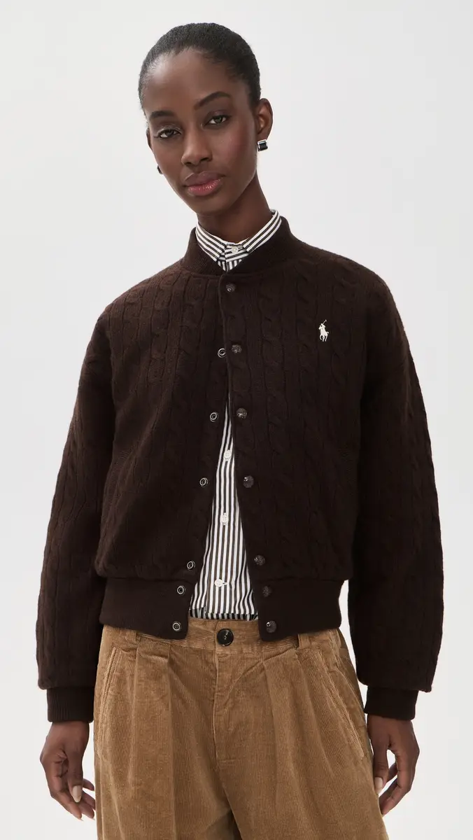 Polo Ralph Lauren Cable Knit Wool Cashmere Bomber Jacket | Thumbnail 2 Polo Ralph Lauren Cable Knit Wool Cashmere Bomber Jacket | Thumbnail 2