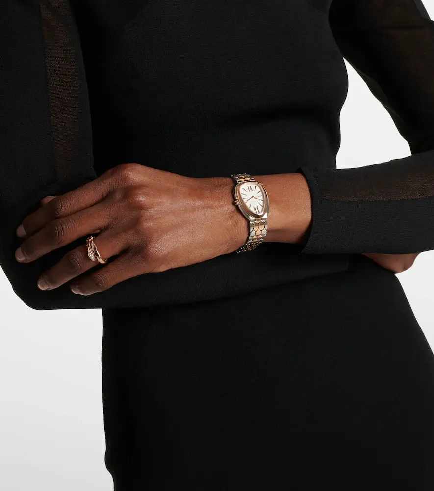 BVLGARI Serpenti Seduttori embellished 18kt gold and stainless steel watch | Thumbnail 4