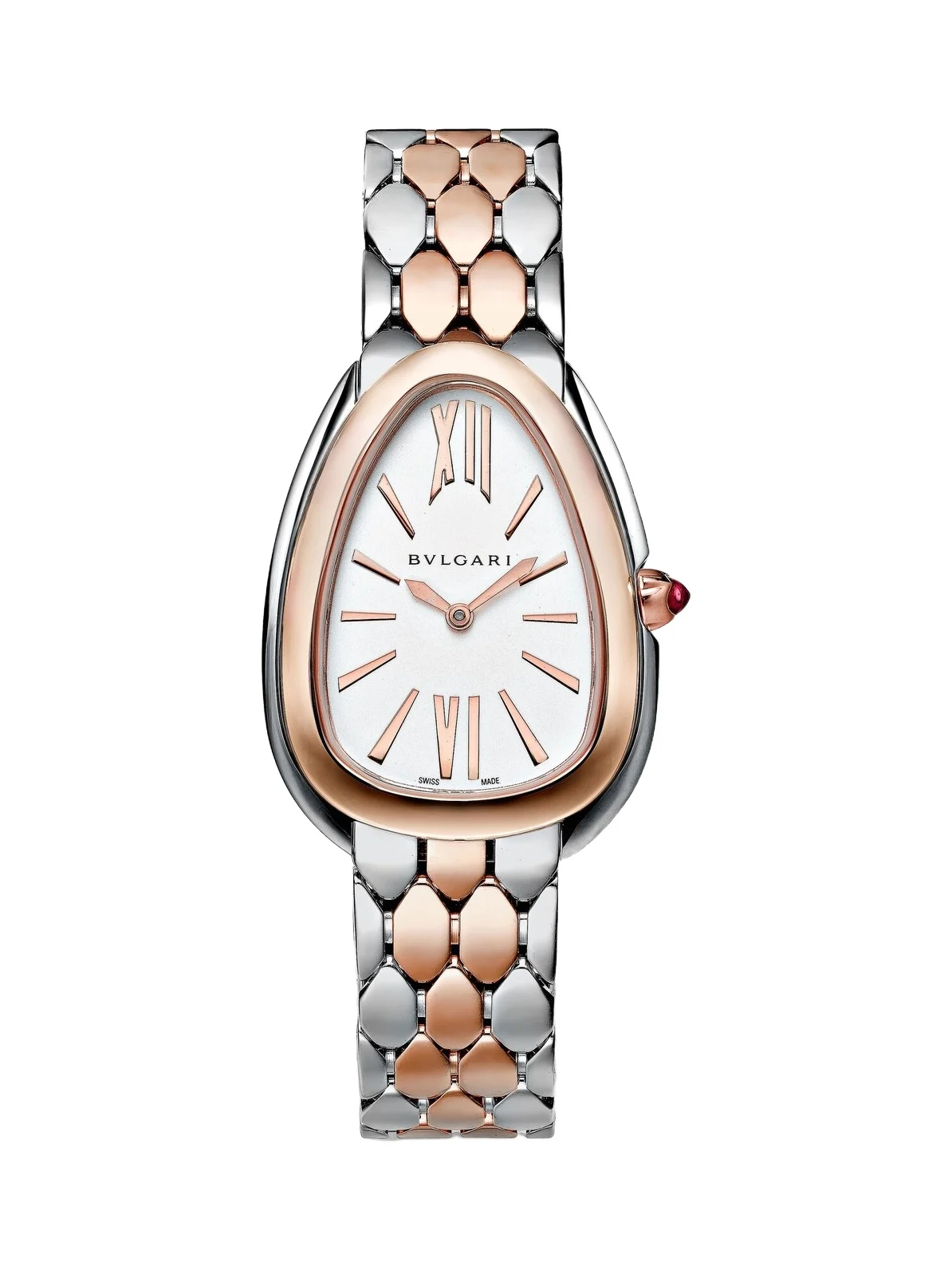 BVLGARI Serpenti Seduttori embellished 18kt gold and stainless steel watch