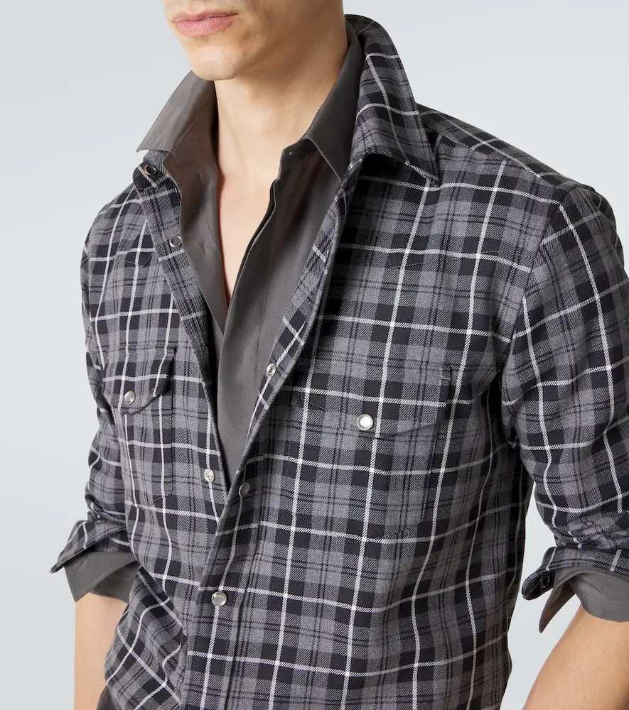 Tom Ford Checked cotton twill Western shirt | Thumbnail 8
