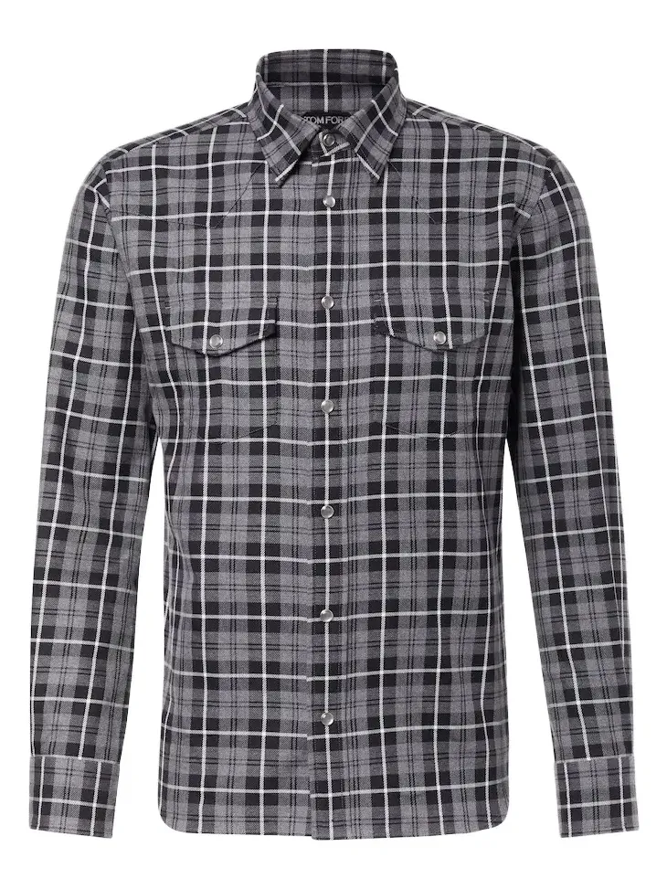 Tom Ford Checked cotton twill Western shirt