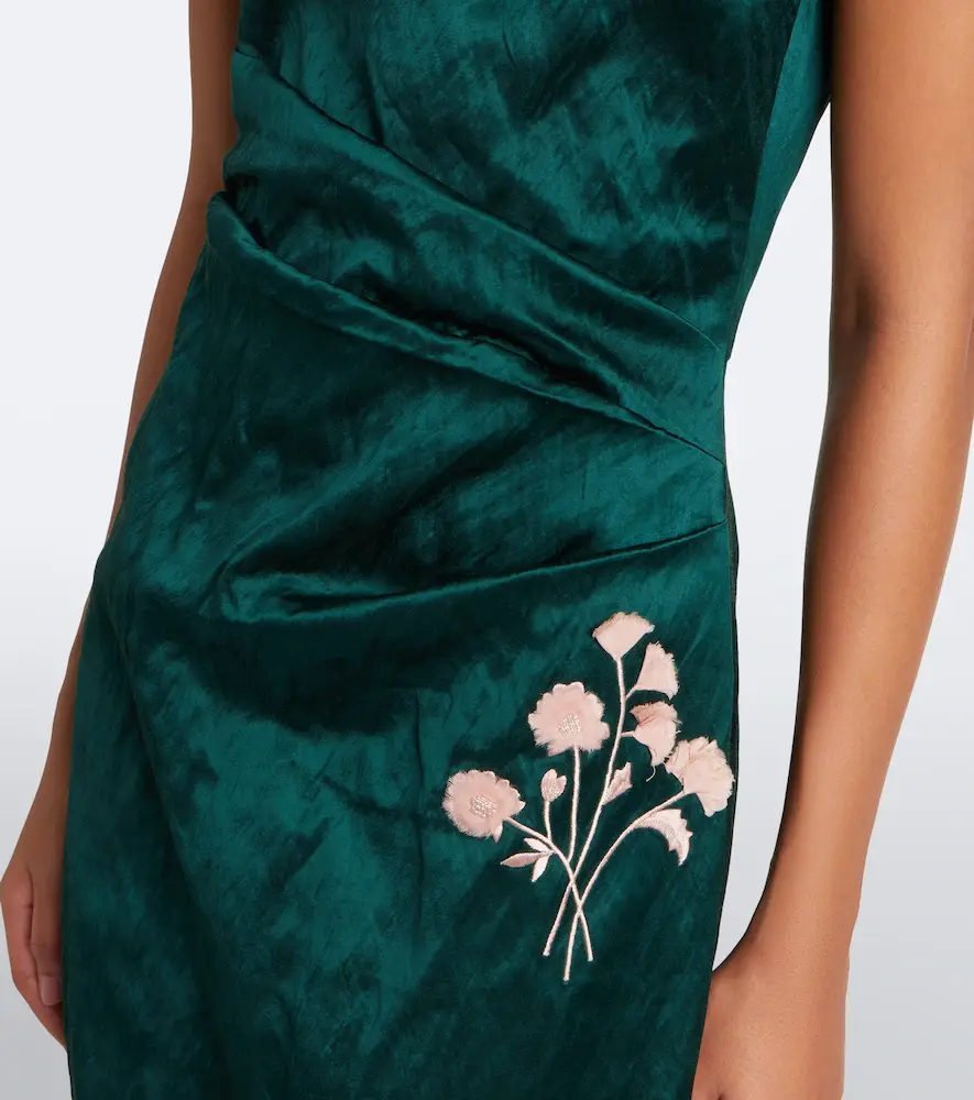 Erdem Embellished floral appliqué satin cocktail dress | Thumbnail 3