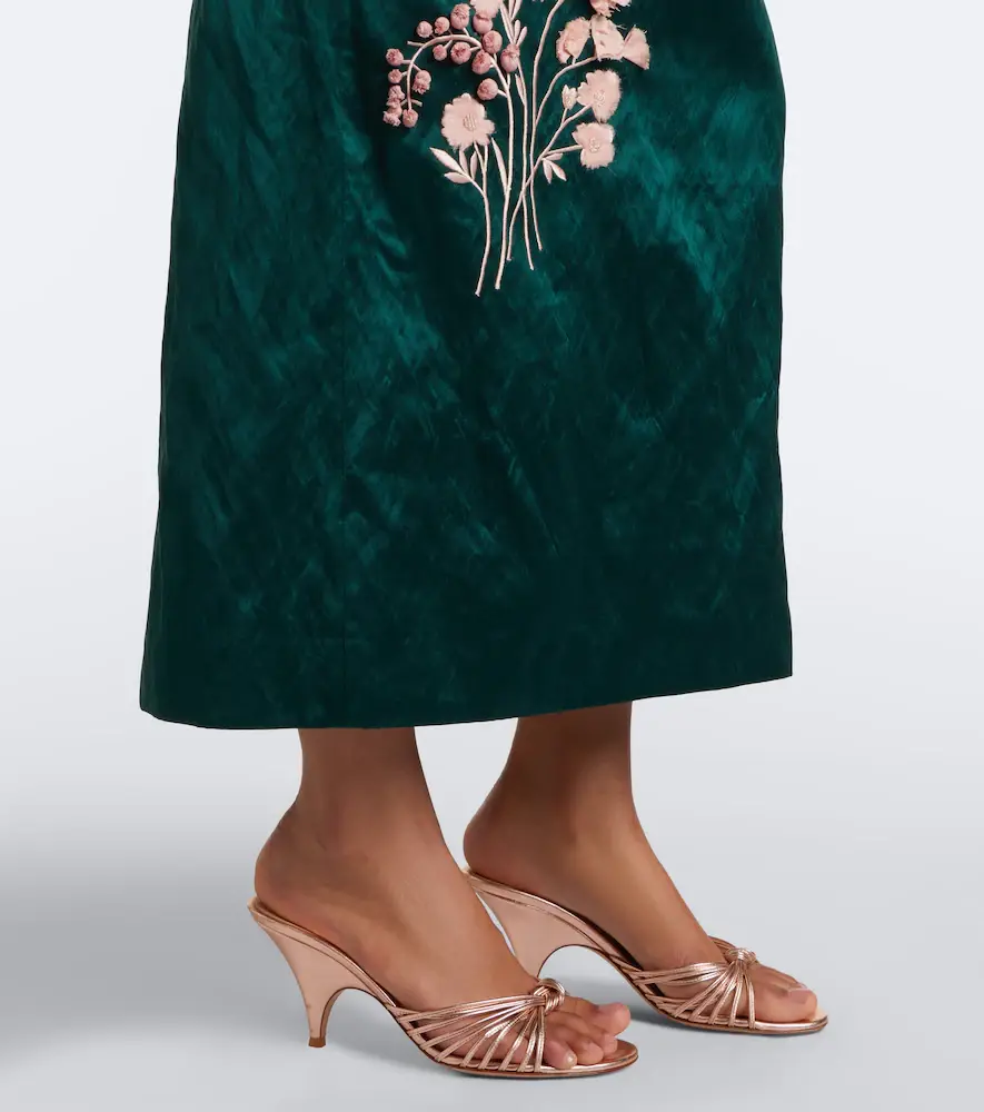 Erdem Embellished floral appliqué satin cocktail dress | Thumbnail 6