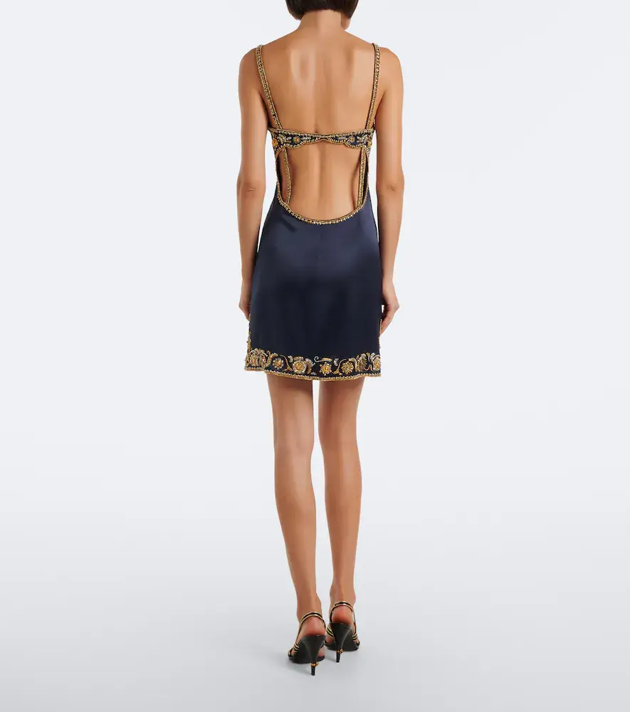 Versace Medusa embellished silk cady satin minidress | Thumbnail 5 Versace Medusa embellished silk cady satin minidress | Thumbnail 5