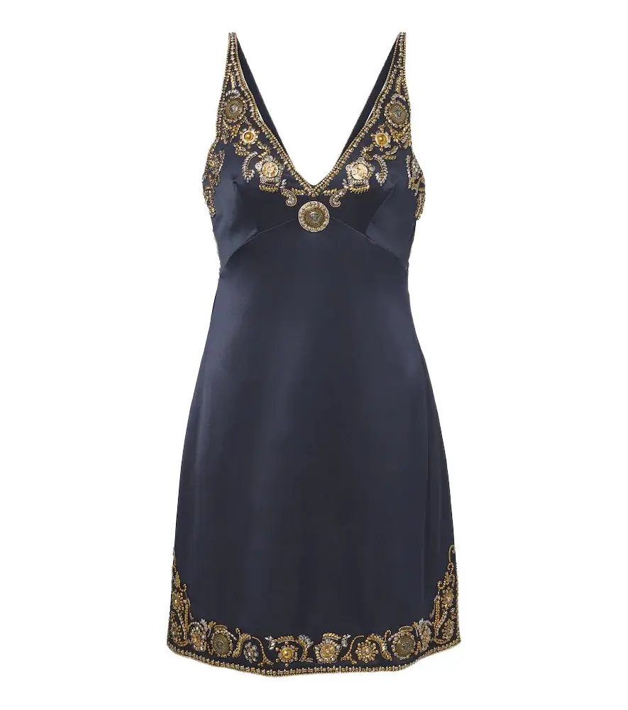 Versace Medusa embellished silk cady satin minidress | Image 1 Versace Medusa embellished silk cady satin minidress | Image 1