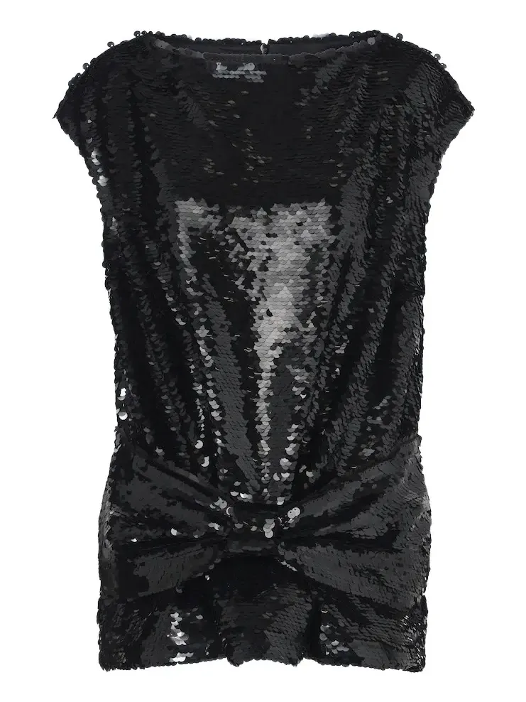 Simone Rocha Bow-detail sequined peplum top