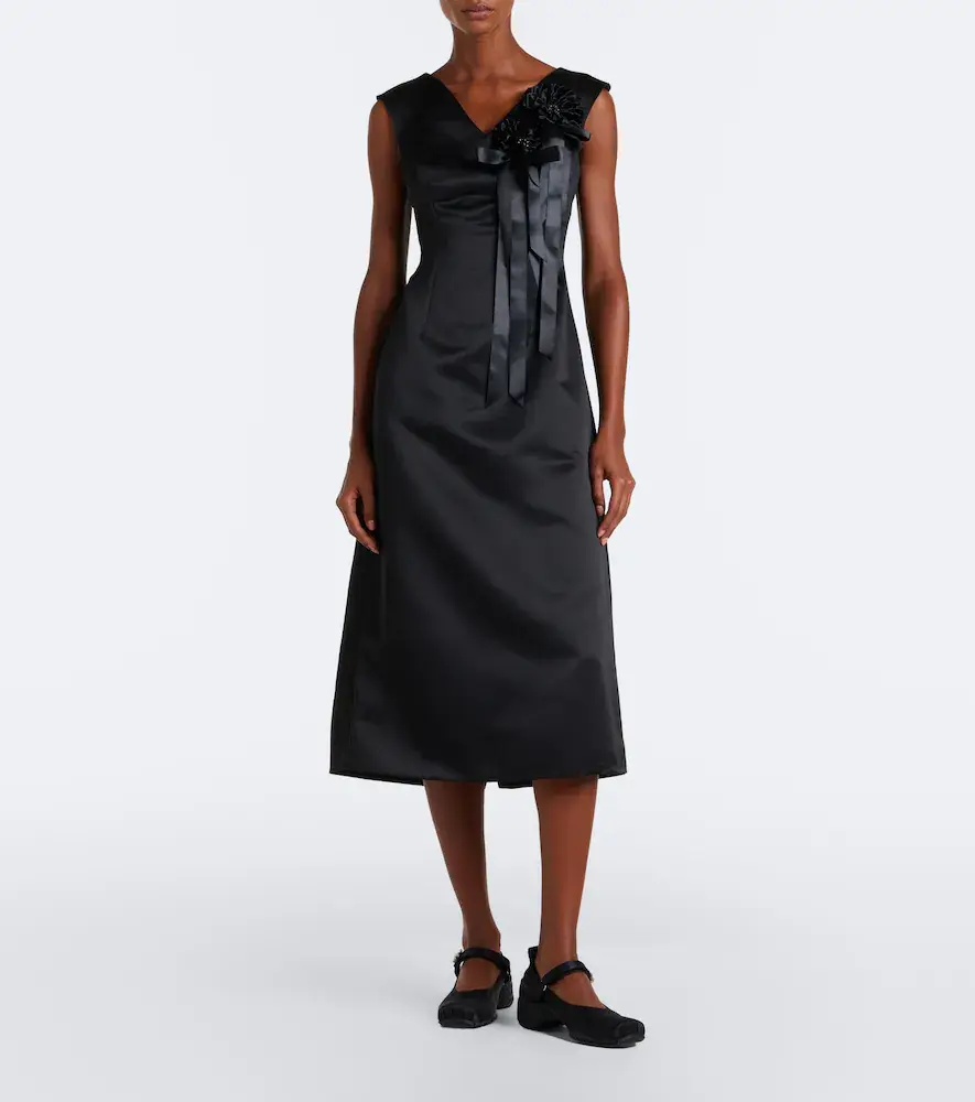 Simone Rocha Floral-appliqué satin midi dress | Thumbnail 5 Simone Rocha Floral-appliqué satin midi dress | Thumbnail 5