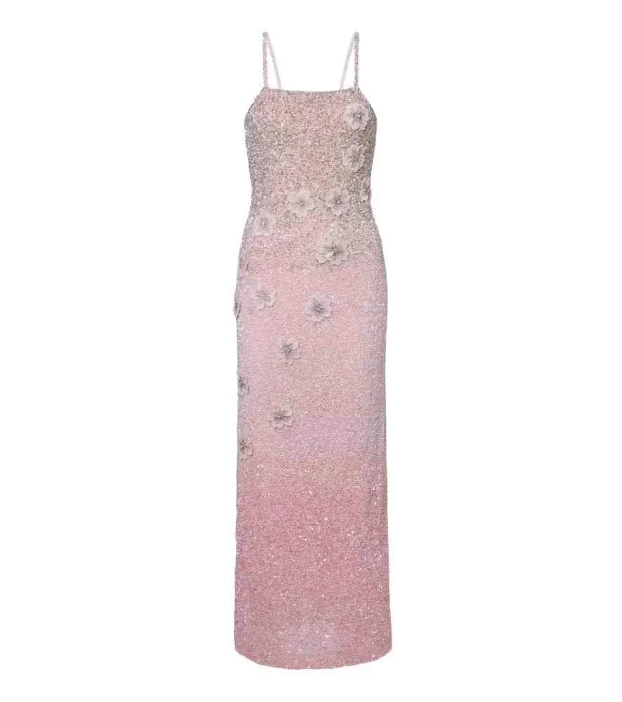 LA FUORI Là Fuori Embellished floral-appliqué gown