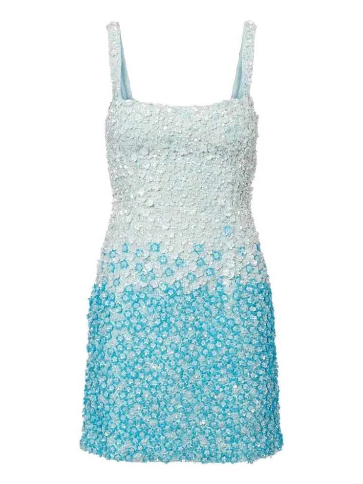 Là Fuori Ombré floral sequined silk minidress