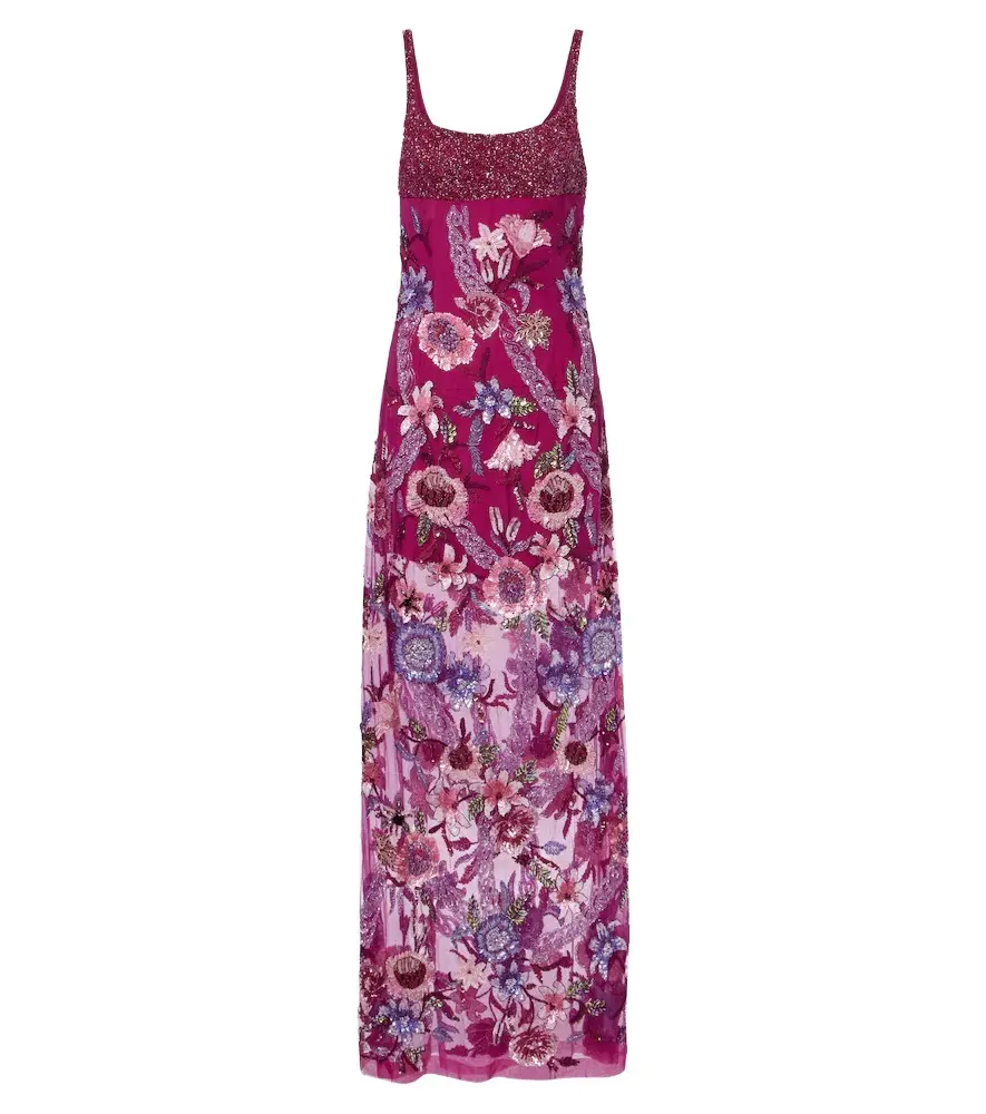 LA FUORI Là Fuori Mystical Garden embellished floral gown
