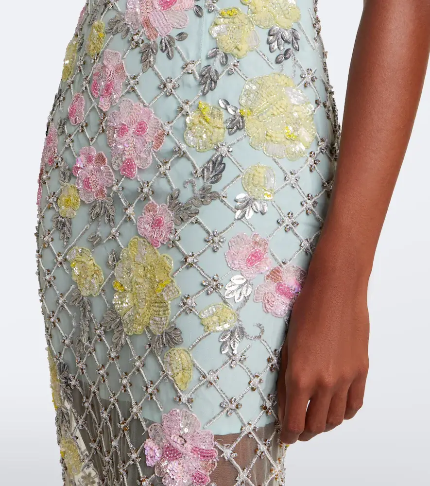 LA FUORI Là Fuori Celeste Jardin embellished midi dress | Thumbnail 4 LA FUORI Là Fuori Celeste Jardin embellished midi dress | Thumbnail 4