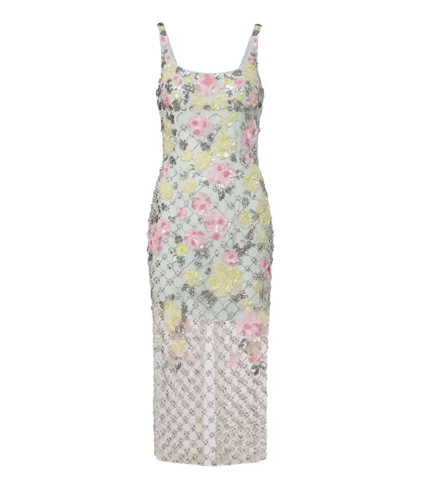 LA FUORI Là Fuori Celeste Jardin embellished midi dress