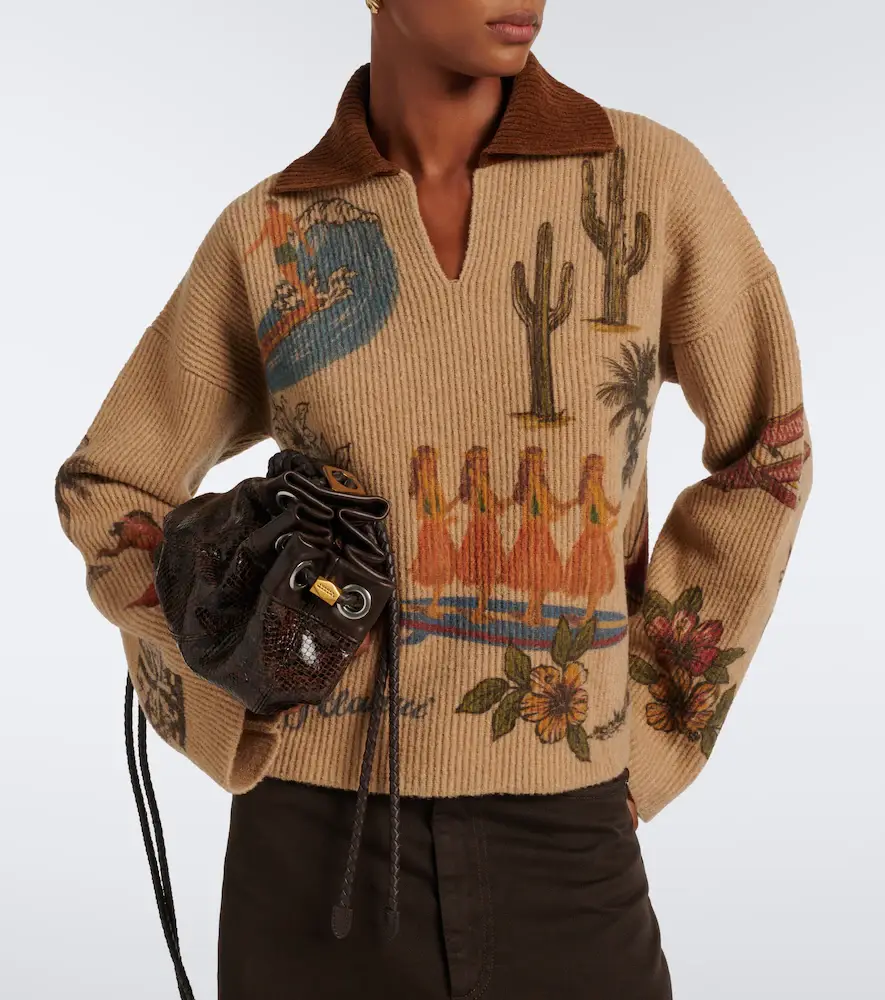 Alanui Decade printed wool and cotton-blend polo sweater | Thumbnail 2 Alanui Decade printed wool and cotton-blend polo sweater | Thumbnail 2