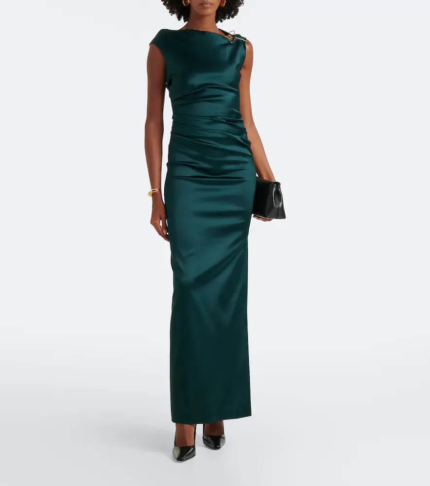 Max Mara Elegante ruched embellished satin cocktail dress | Thumbnail 2 Max Mara Elegante ruched embellished satin cocktail dress | Thumbnail 2