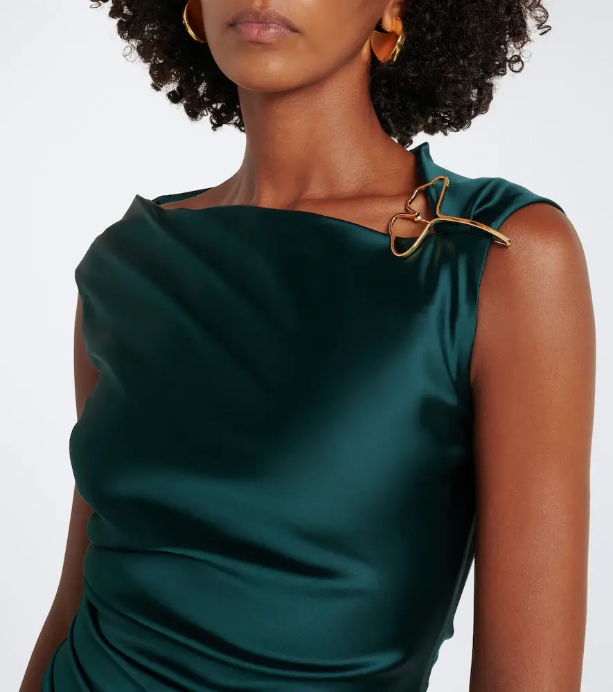 Max Mara Elegante ruched embellished satin cocktail dress | Thumbnail 4 Max Mara Elegante ruched embellished satin cocktail dress | Thumbnail 4