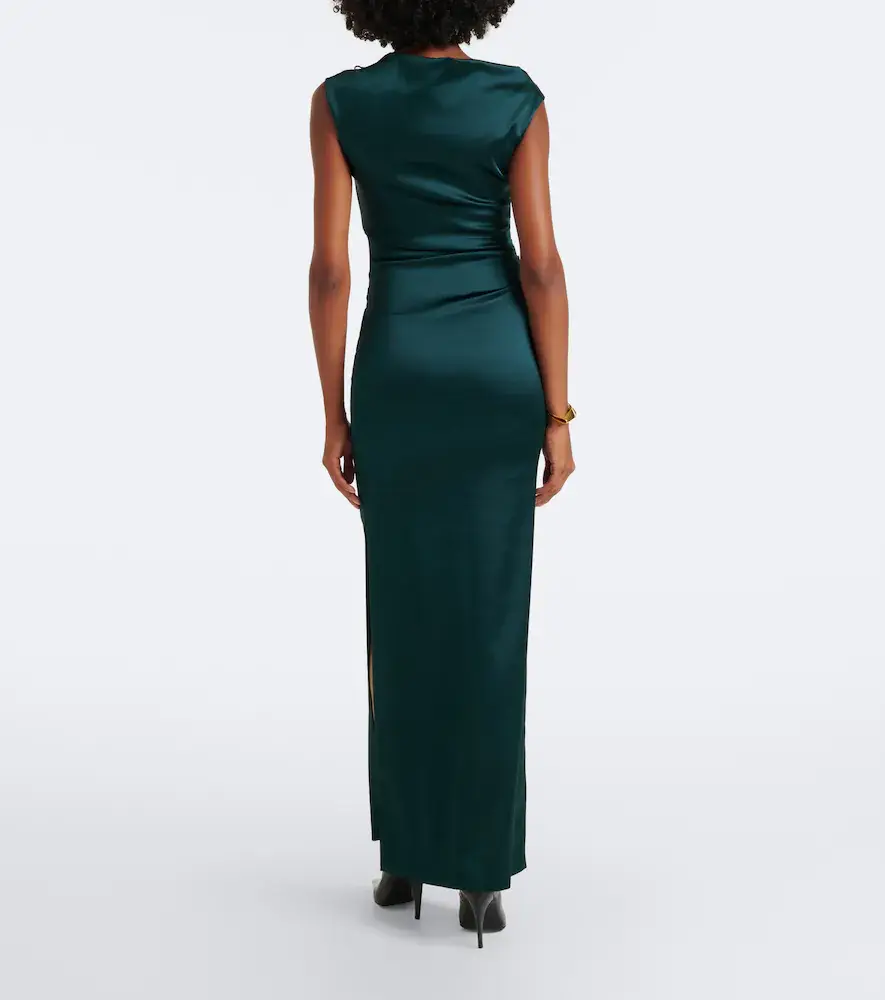 Max Mara Elegante ruched embellished satin cocktail dress | Thumbnail 5 Max Mara Elegante ruched embellished satin cocktail dress | Thumbnail 5